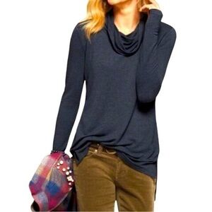 CAbi 3628 Turtle Tee Heather Navy Long Sleeve Tee Top Size Small